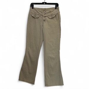 Vintage XOXO Studded Flare Low Rise Pants Khaki Tan